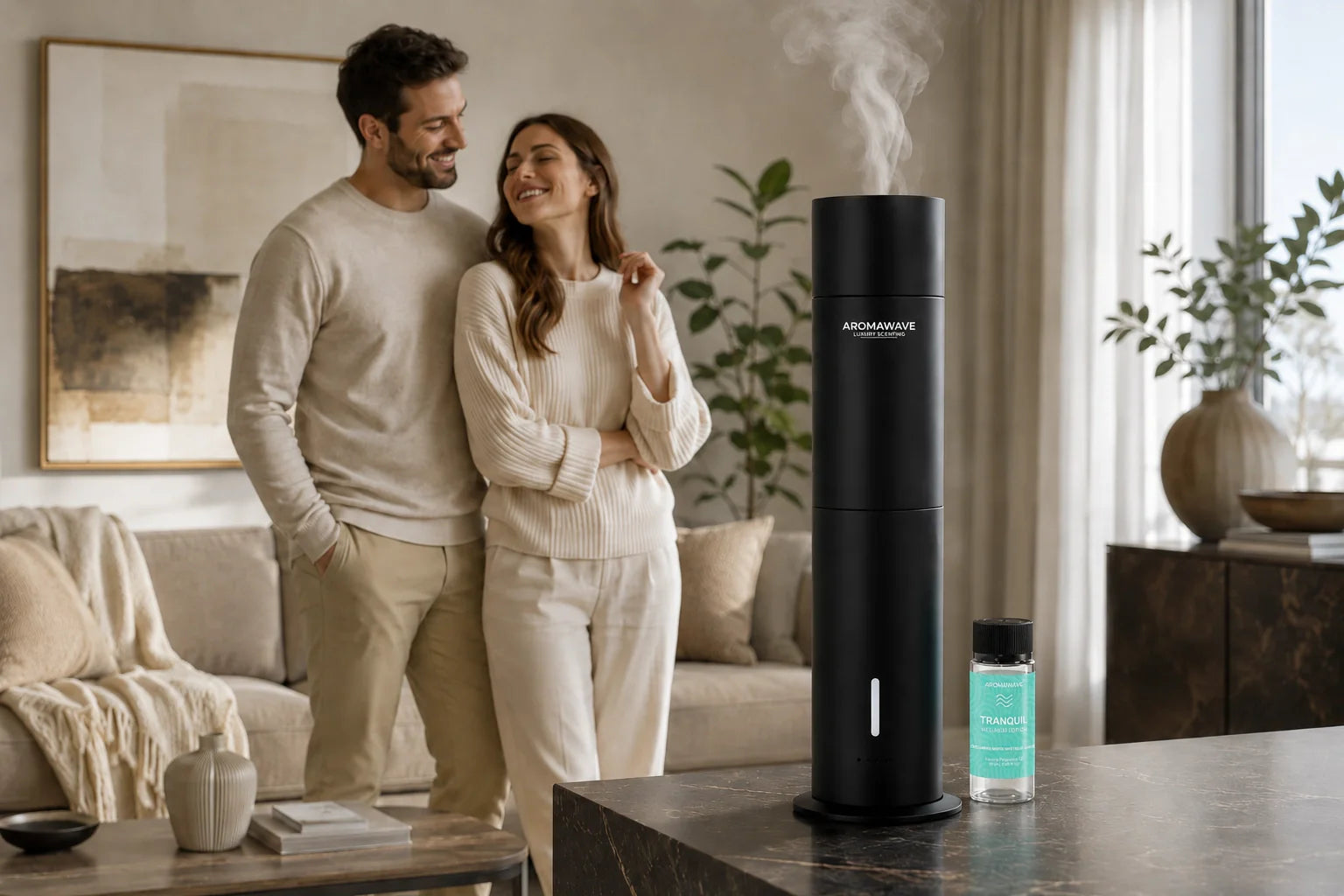 Tranquil fragrance oil Australia. Aromawave Wellness Edition Cyclamen Water Mint Blue Amber cold air diffuser guide