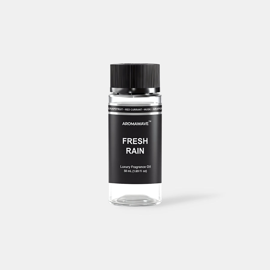 Fresh Rain 50ml premium fragrance oil by Aromawave designed for waterless cold air diffusion with fresh uplifting aroma.