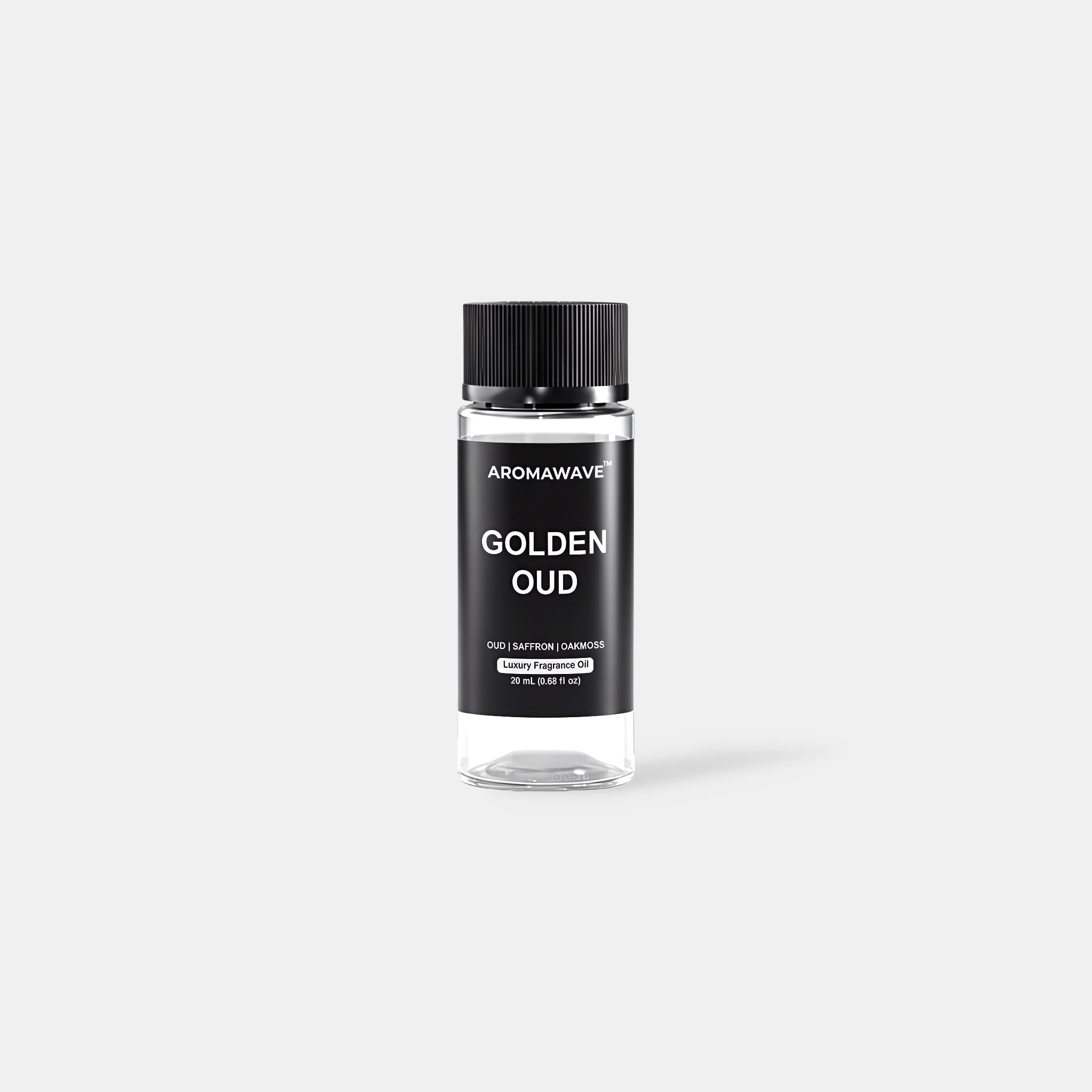 Golden Oud 20ml luxury fragrance oil by Aromawave crafted for waterless diffusers with a rich warm long-lasting scent.