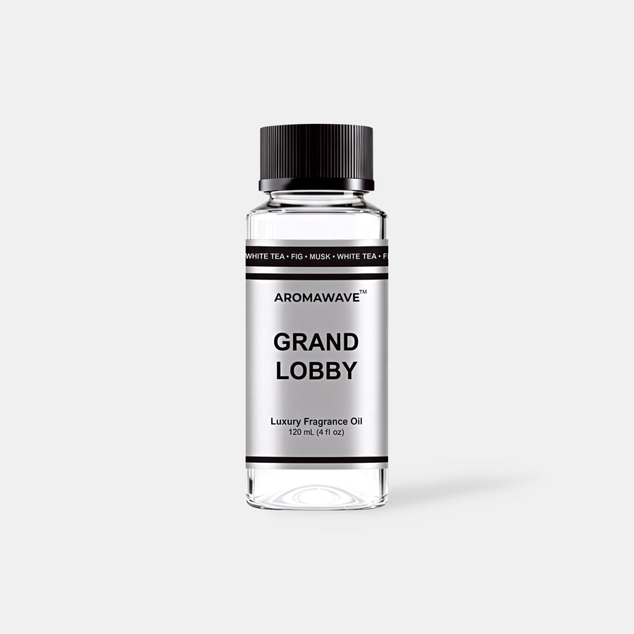 Grand Lobby 120ml luxury fragrance oil by Aromawave for home and car diffusers delivering a soft long-lasting scent.