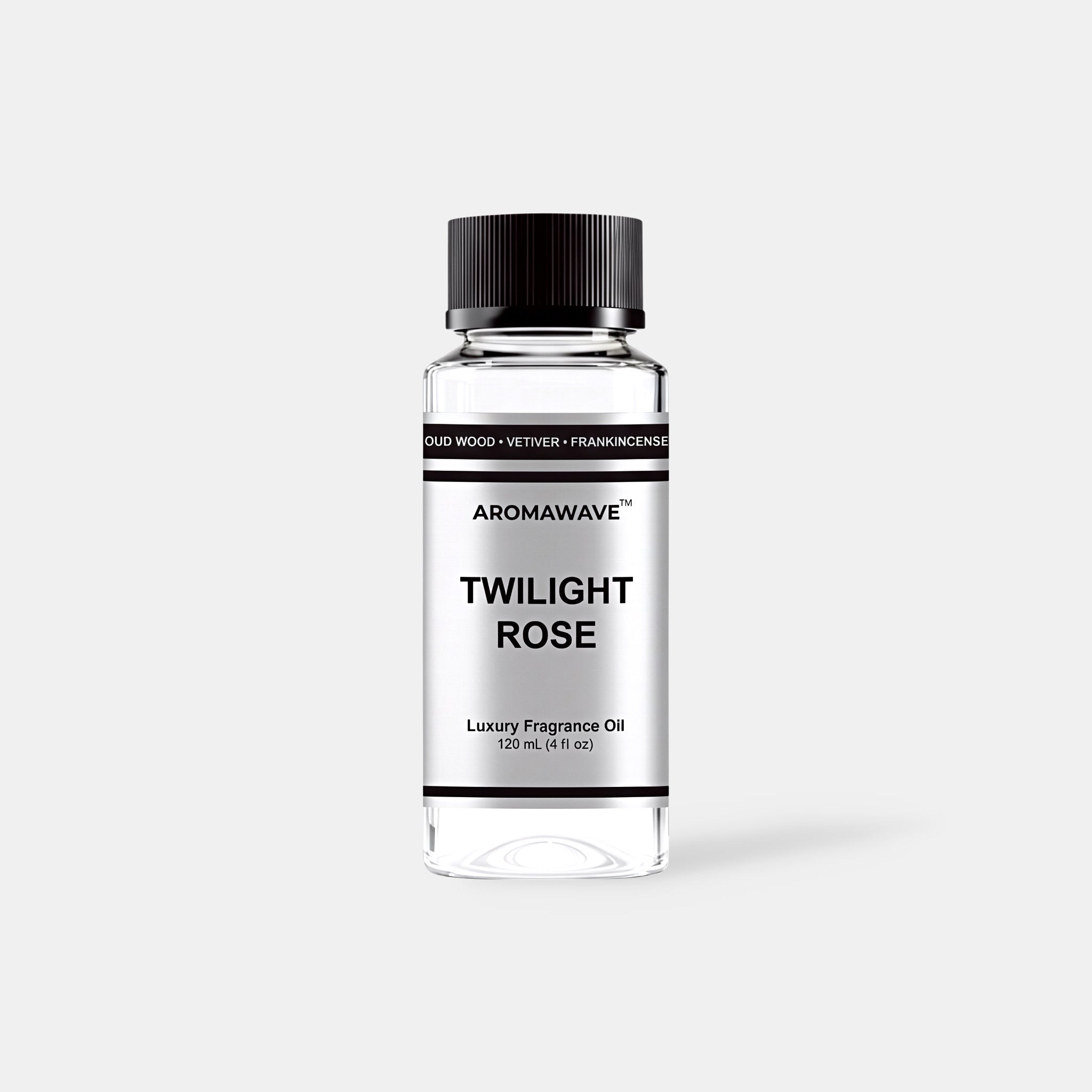 Twilight Rose 120ml luxury fragrance oil by Aromawave for home and car diffusers delivering a deep long-lasting scent.