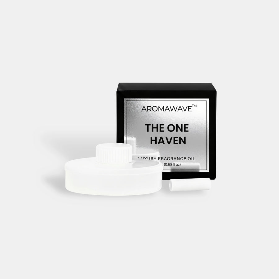Aromawave The One Haven Car Fragrance Oil 20ml luxury car diffuser scent with leather, cardamom, sandalwood and amber notes