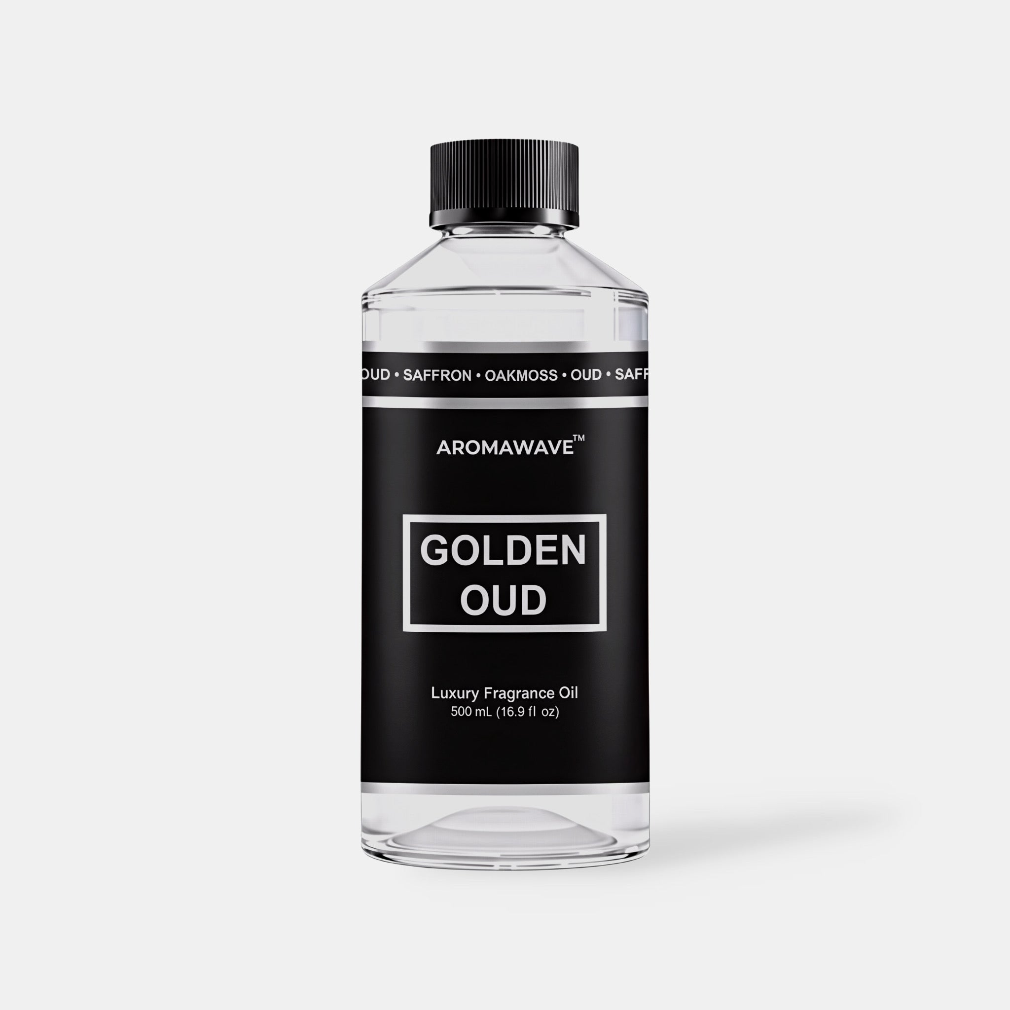 Golden Oud 500ml luxury fragrance oil by Aromawave ideal for large spaces, boutique interiors, and professional diffusers.