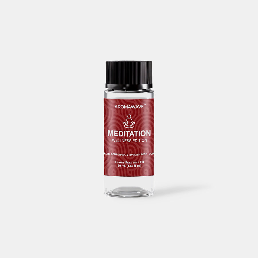 Aromawave Meditation Fragrance Oil 50ml luxury diffuser oil with calming citrus, floral and woody notes designed for cold air scent diffusers
