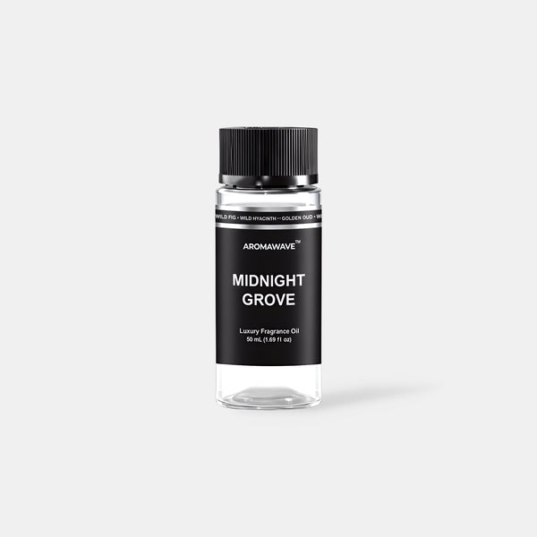 Midnight Grove 50ml fragrance oil by Aromawave New Zealand, Wild Fig Wild Hyacinth Golden Oud, Four Seasons hotel inspired