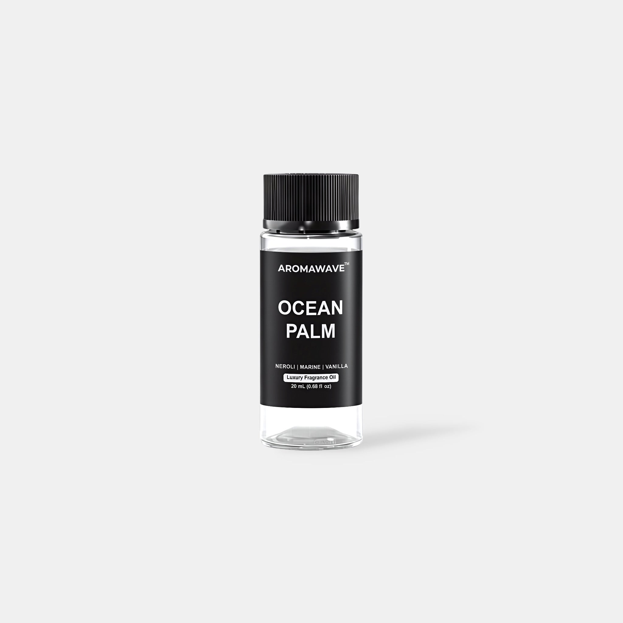 Ocean Palm 20ml luxury fragrance oil by Aromawave crafted for waterless diffusers with a fresh coastal scent.