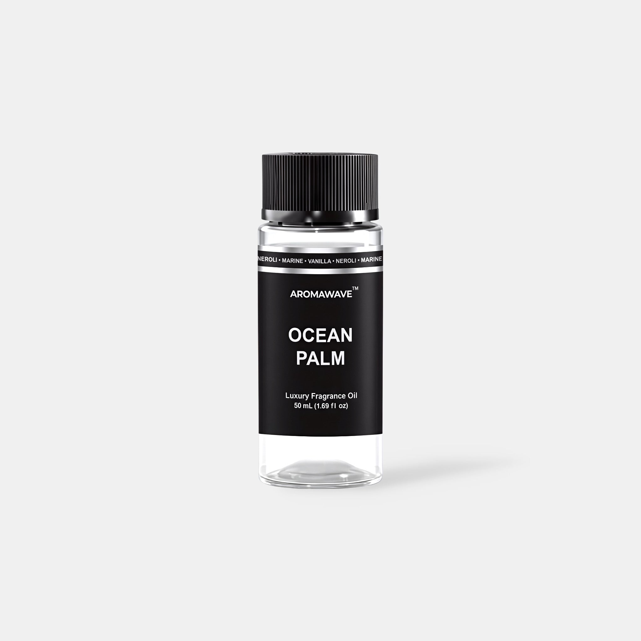 Ocean Palm 50ml premium fragrance oil by Aromawave designed for cold air diffusion with clean tropical aroma.