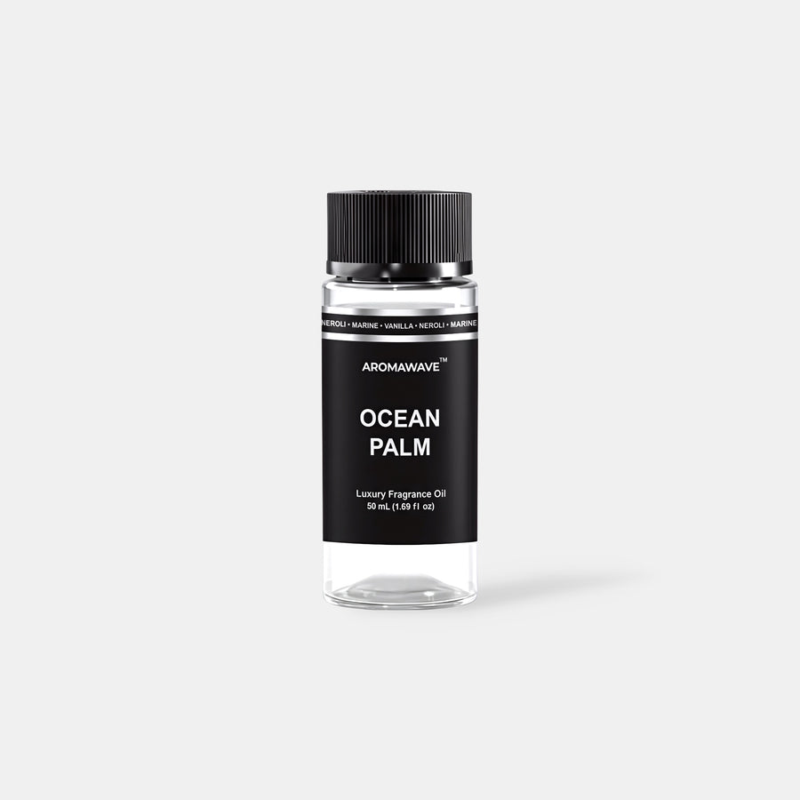 Ocean Palm 50ml premium fragrance oil by Aromawave designed for cold air diffusion with clean tropical aroma.