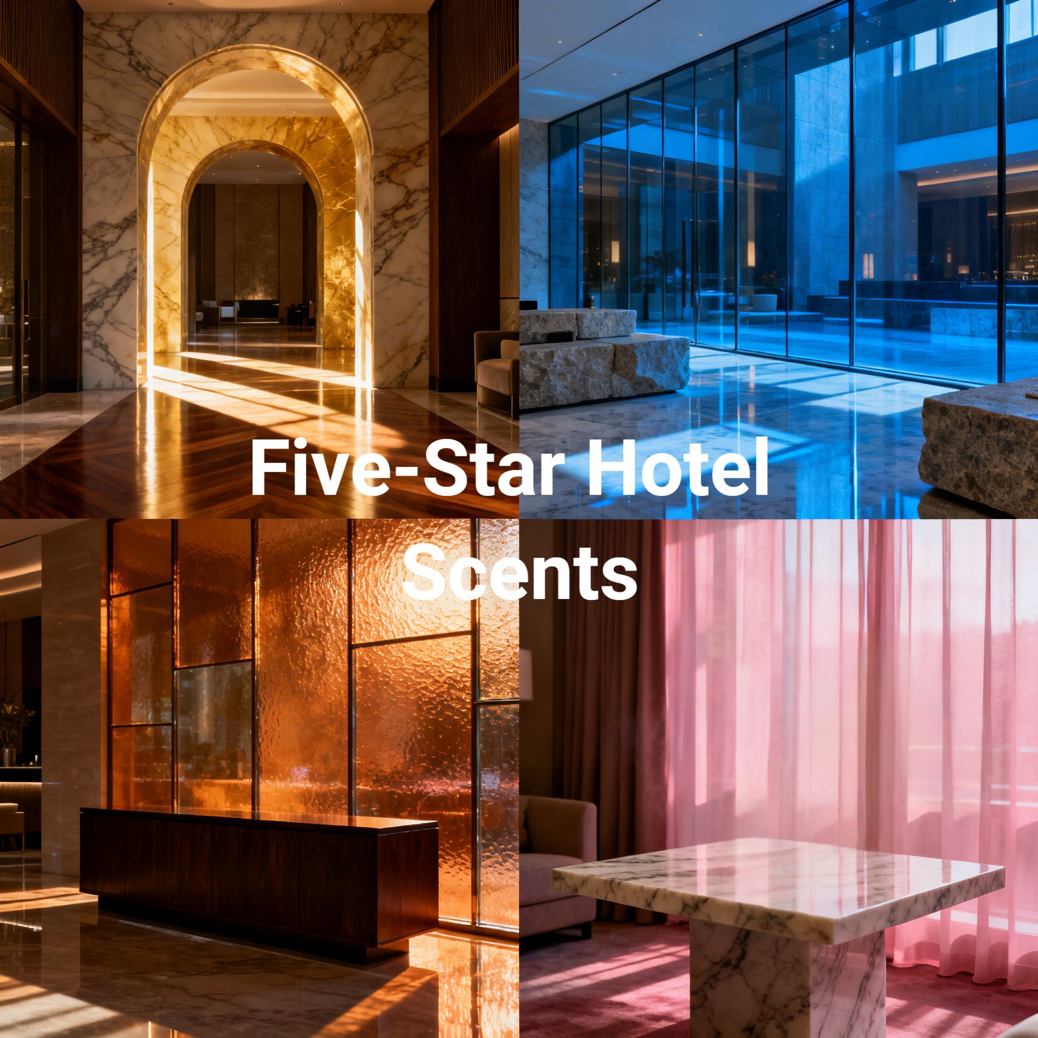 five-star hotel's interior with text 'Five-Star Hotel Scents'.